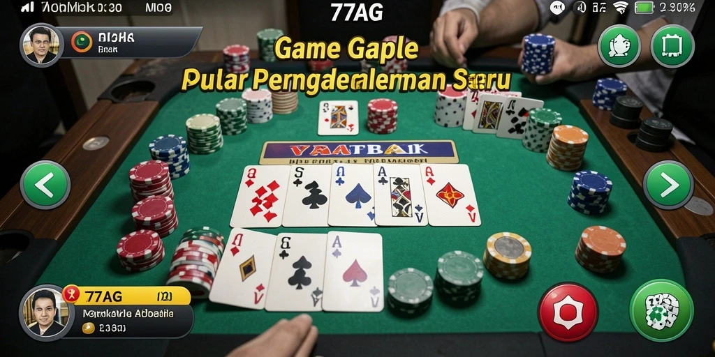 Screenshot gameplay Gaple 77AG dengan tampilan yang menarik.