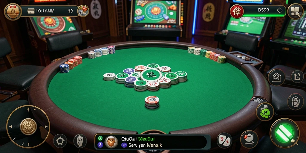 Screenshot gameplay DS99 menampilkan suasana kompetitif QiuQiu.