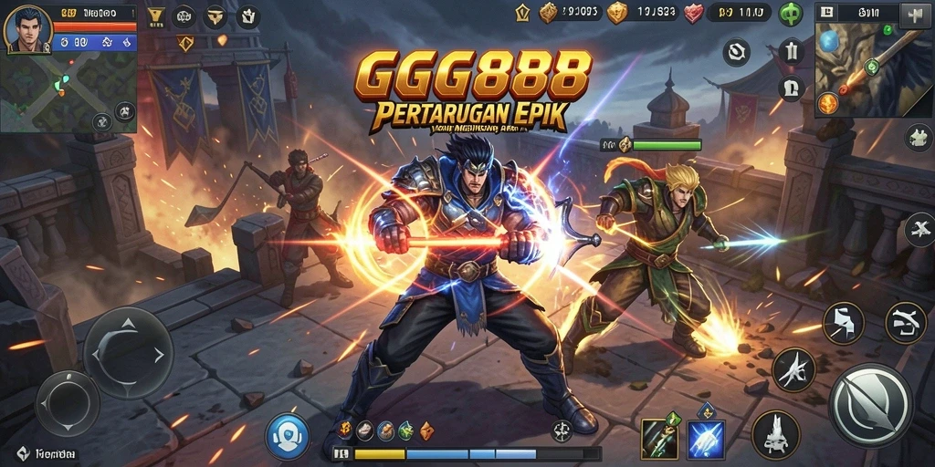 Tampilan seru pertarungan GGG888 dengan karakter yang beraksi.