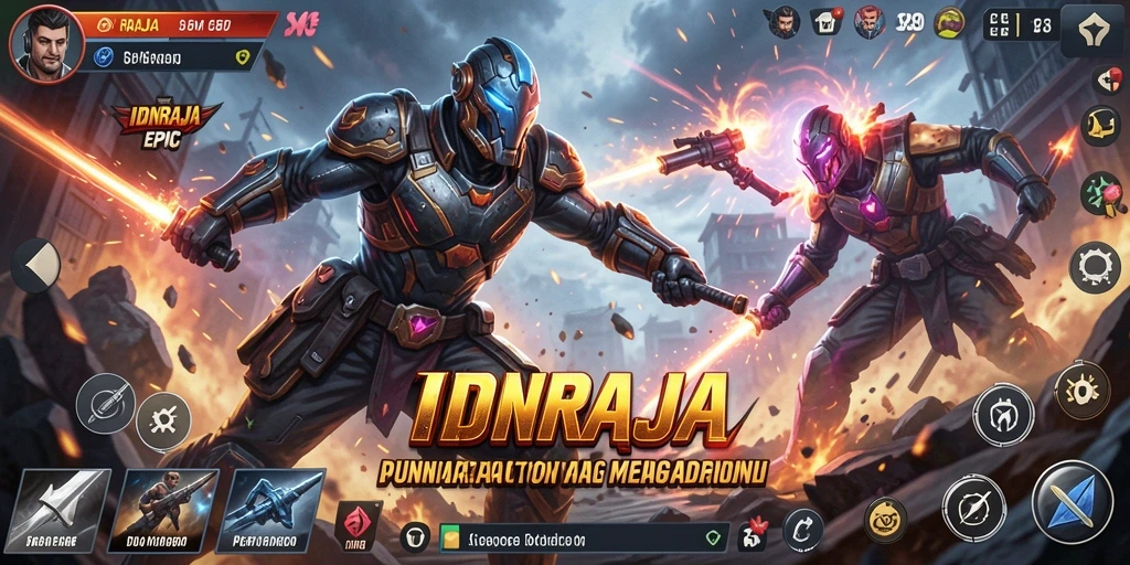 Tampilan gameplay IDNRAJA yang mendebarkan saat bertarung.