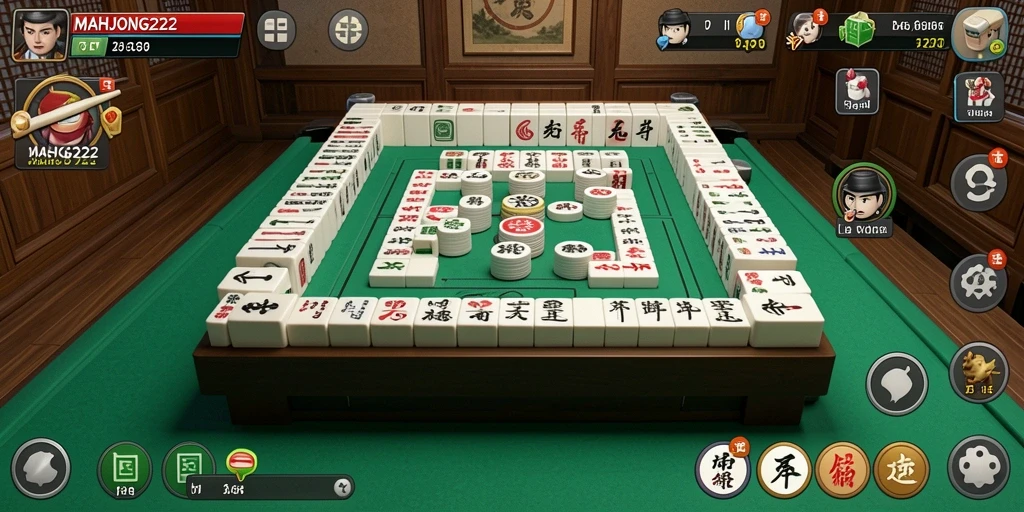 Screenshot gameplay MAHJONG222 menampilkan suasana bermain yang santai.