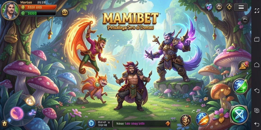 Tangkapan layar MAMIBET menunjukkan karakter utama menjelajahi dunia petualangan.
