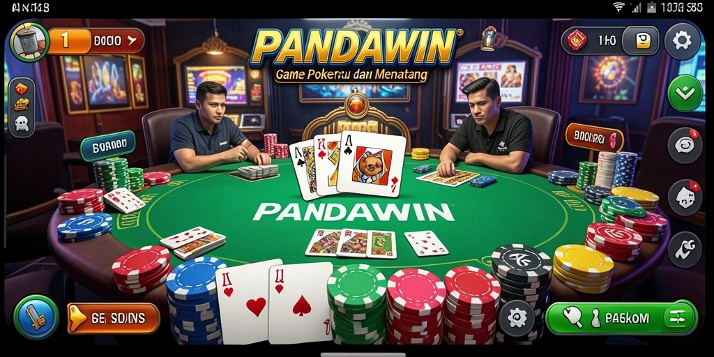Screenshot gameplay PANDAWIN menampilkan suasana bermain Poker yang intens.