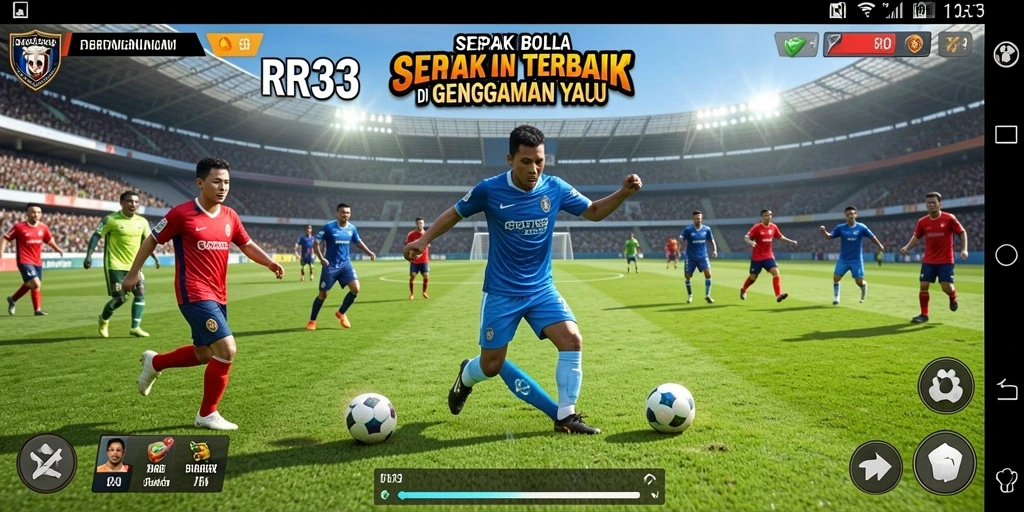 Gameplay menarik dan realistis di lapangan sepak bola.