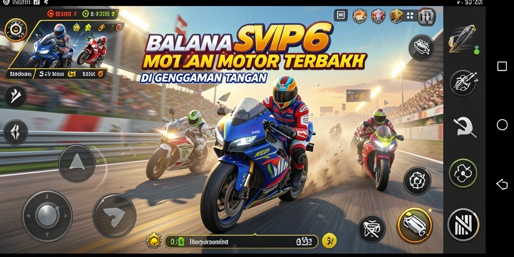 Tangkapan layar dari gameplay balapan motor yang mendebarkan.